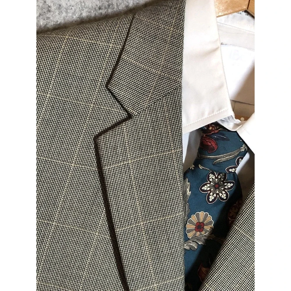 Jos. A. Bank Signature Sport Coat Mens 40R Gray Silk Wool Glen Plaid Blazer